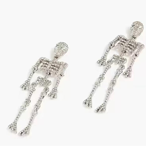 Silver Skeleton Dangle Earrings - Picture 5 of 5